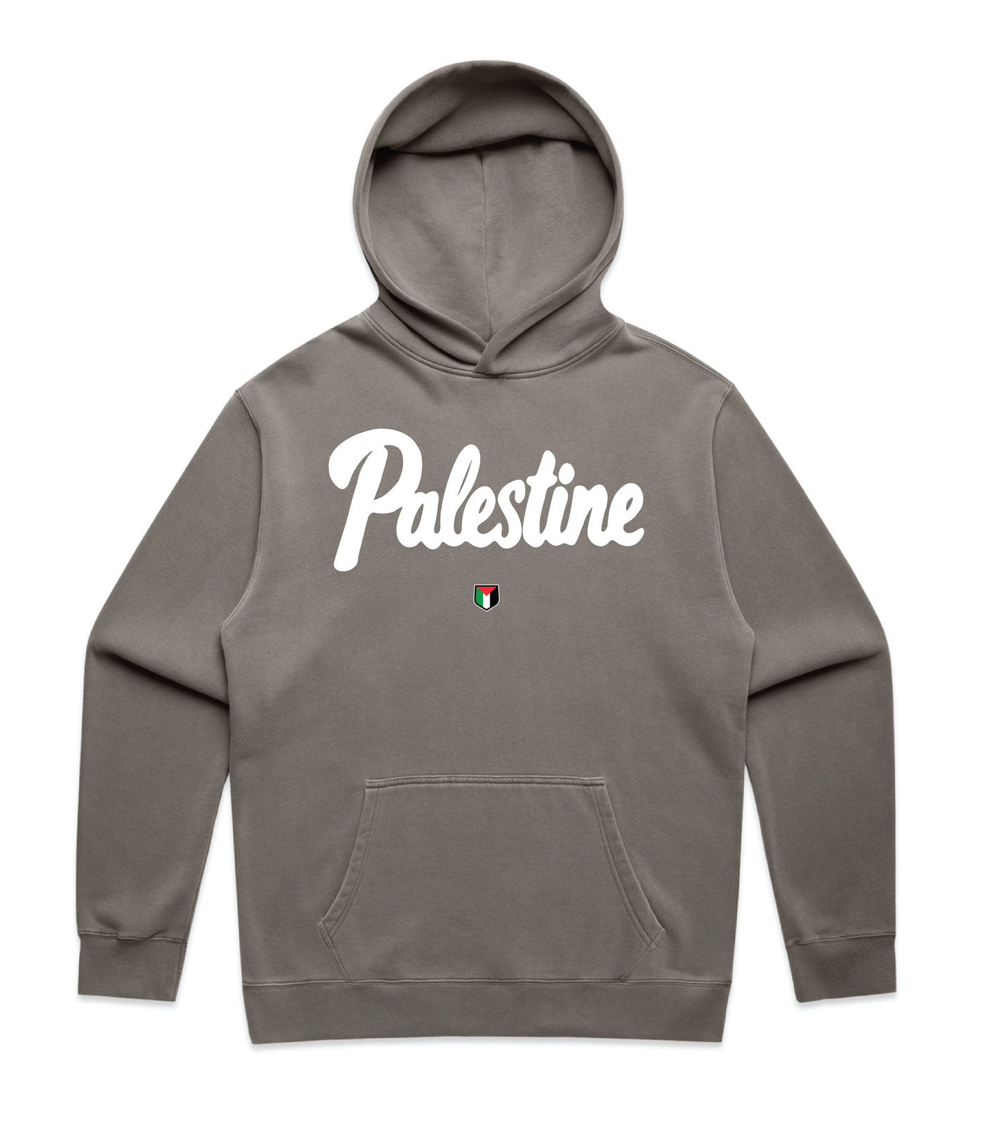 Heavyweight Faded Relaxed Palestine Hoodie in Stone Grey